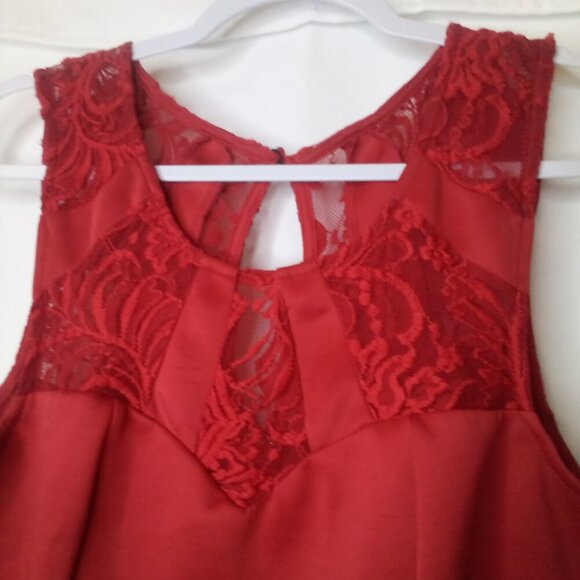 Three Pink Hearts Trixxi Dress Women XL Sleeveless Lace Detail Party Holiday Red - Picture 10 of 16